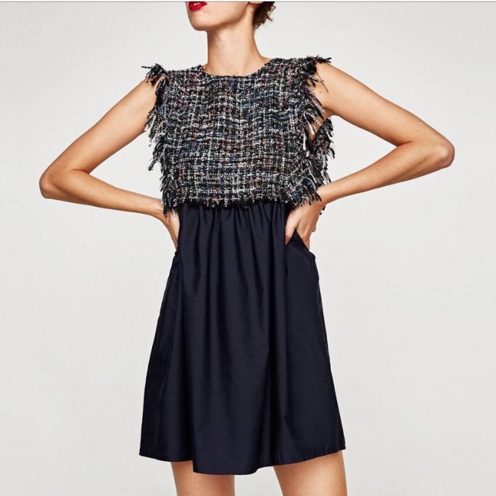 Zara Tweed Navy Dress(never worn)